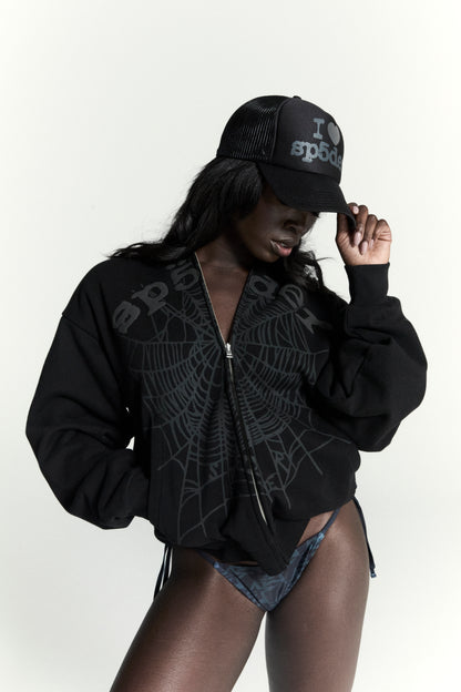 BLACK OG WEB V2 PHANTOM ZIP UP ON MODEL