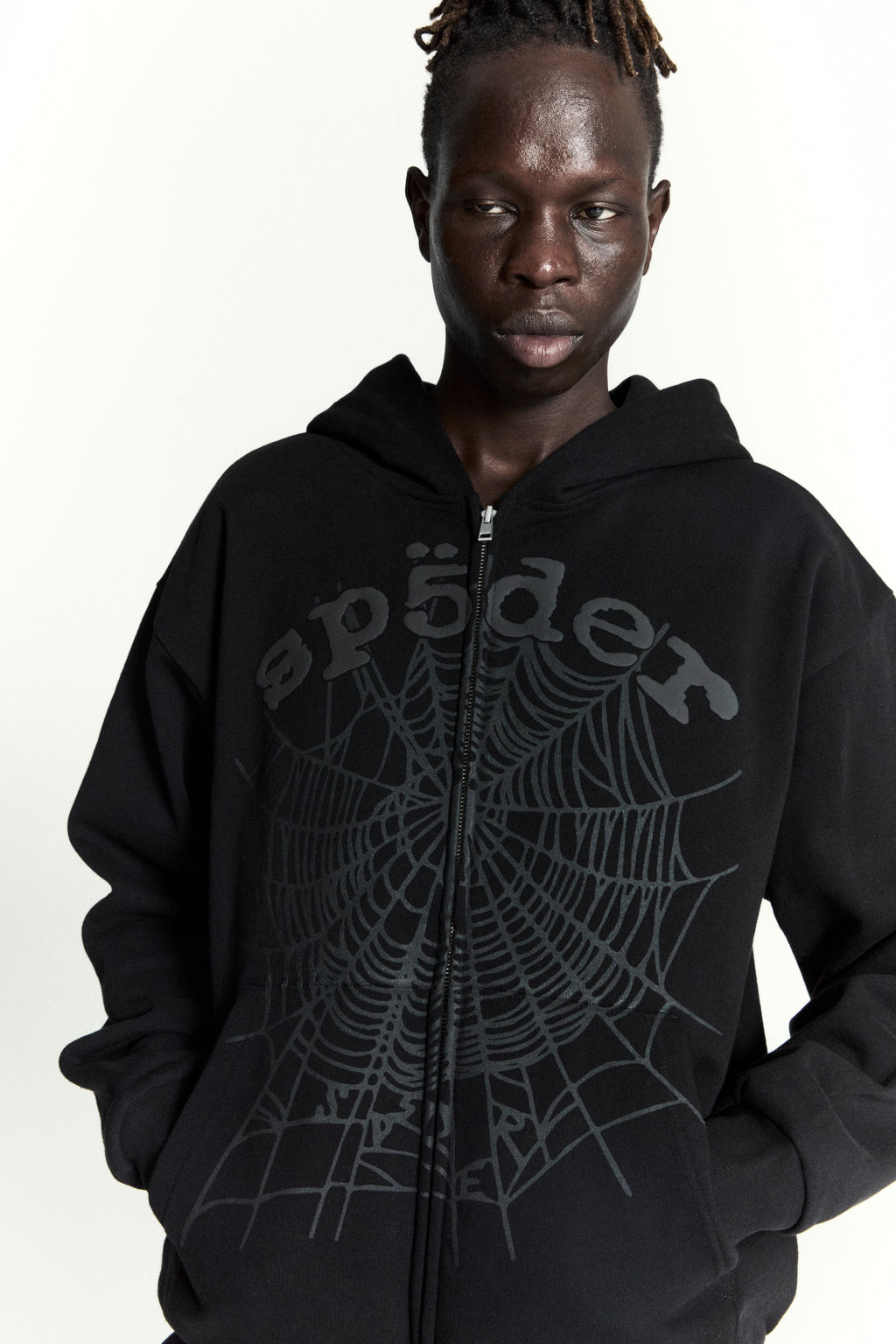 BLACK OG WEB V2 PHANTOM ZIP UP ON MODEL