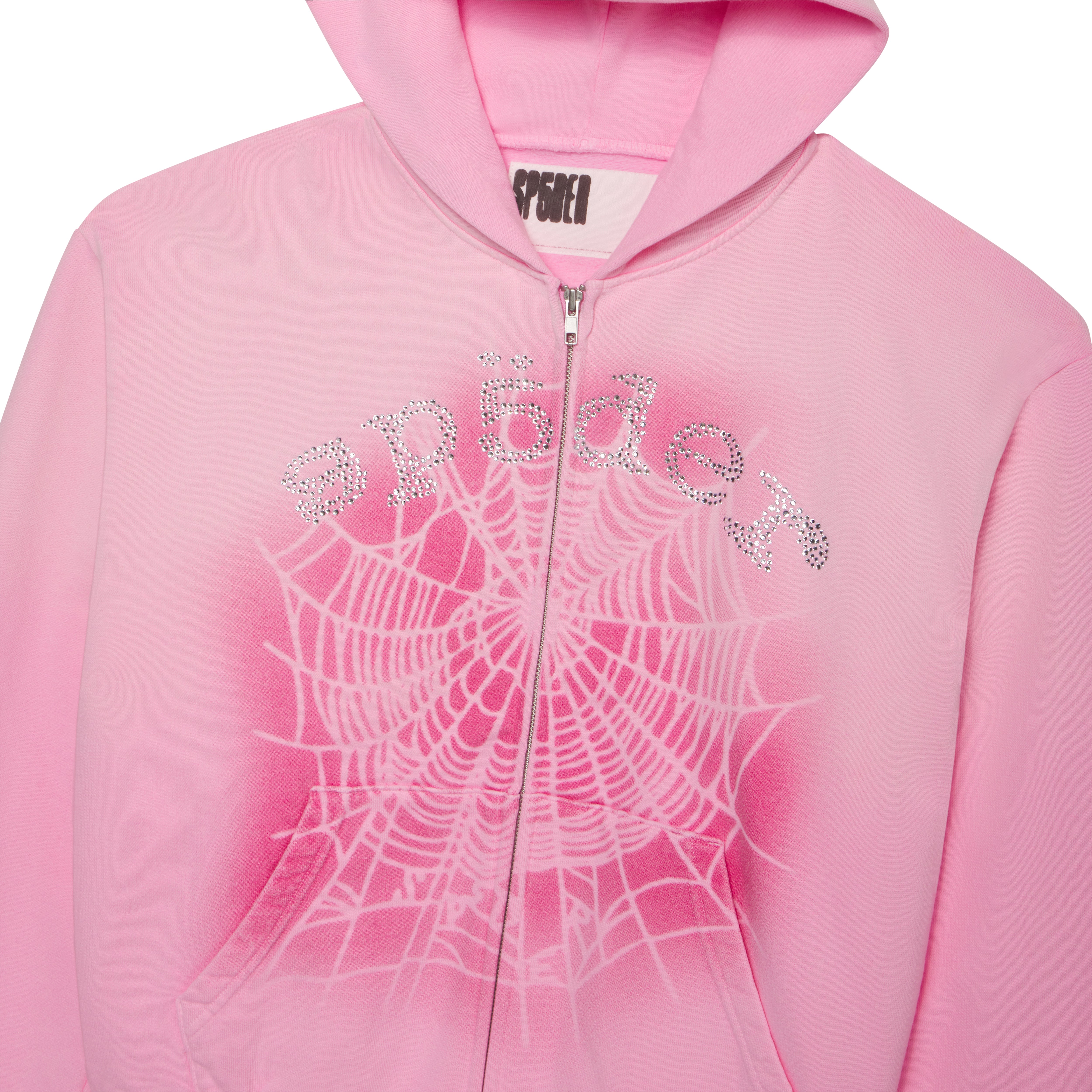 LIGHT PINK OG WEB V2 SPRAY ZIP HOODIE | SP5DER | KING SPIDER