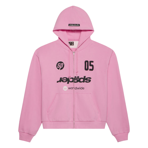 PINK GLOBAL WEB ZIP HOODIE | SP5DER | KING SPIDER
