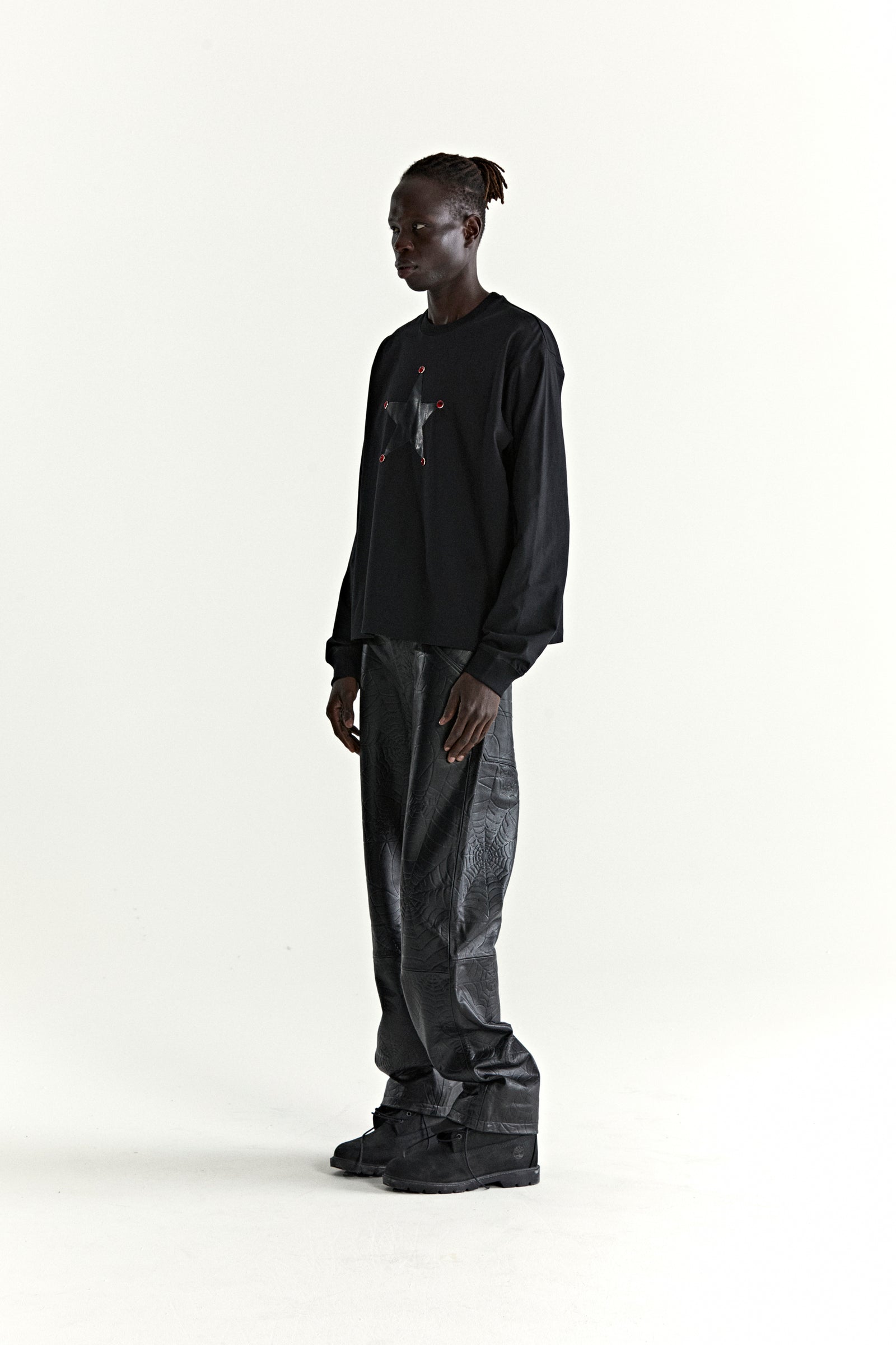 BLACK PORNSTAR LONGSLEEVE TEE ON MODEL