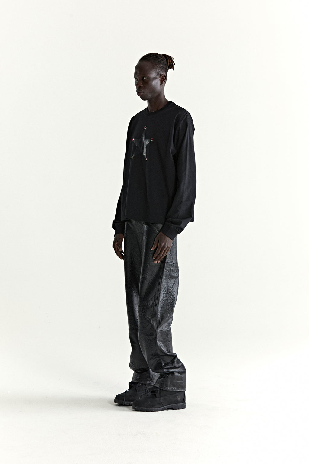BLACK PORNSTAR LONGSLEEVE TEE ON MODEL