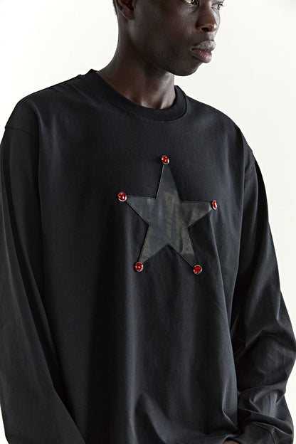 BLACK PORNSTAR LONGSLEEVE TEE ON MODEL
