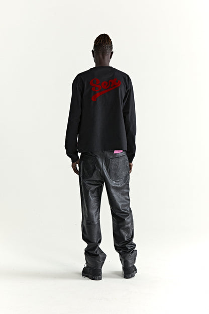 BLACK PORNSTAR LONGSLEEVE TEE ON MODEL