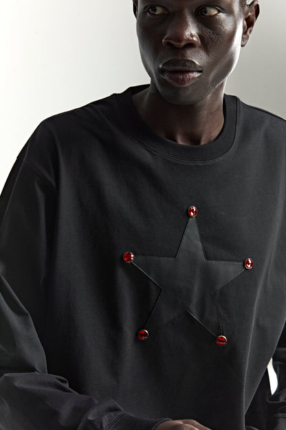 BLACK PORNSTAR LONGSLEEVE TEE ON MODEL