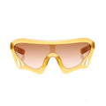 SP5 x FLATLIST 'BEETLE' sunglasses with a unique yellow acetate frame and brown/berry gradient lenses.