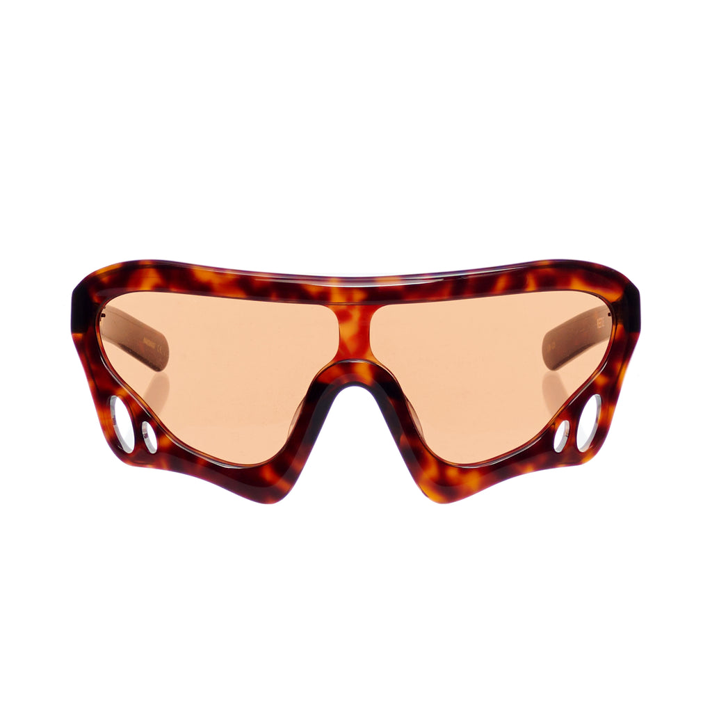 SP5 x FLATLIST 'BEETLE' sunglasses: Tortoiseshell Mazzucchelli acetate frame with unique cutouts and tinted lenses.