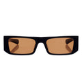 SP5 x FLATLIST 'SLUG' sunglasses with black Mazzucchelli acetate frame and brown lenses.