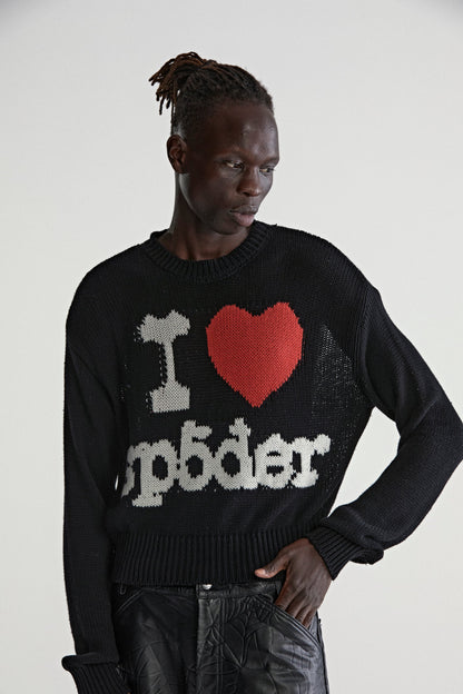 BLACK SOUVENIR SWEATER ON MODEL
