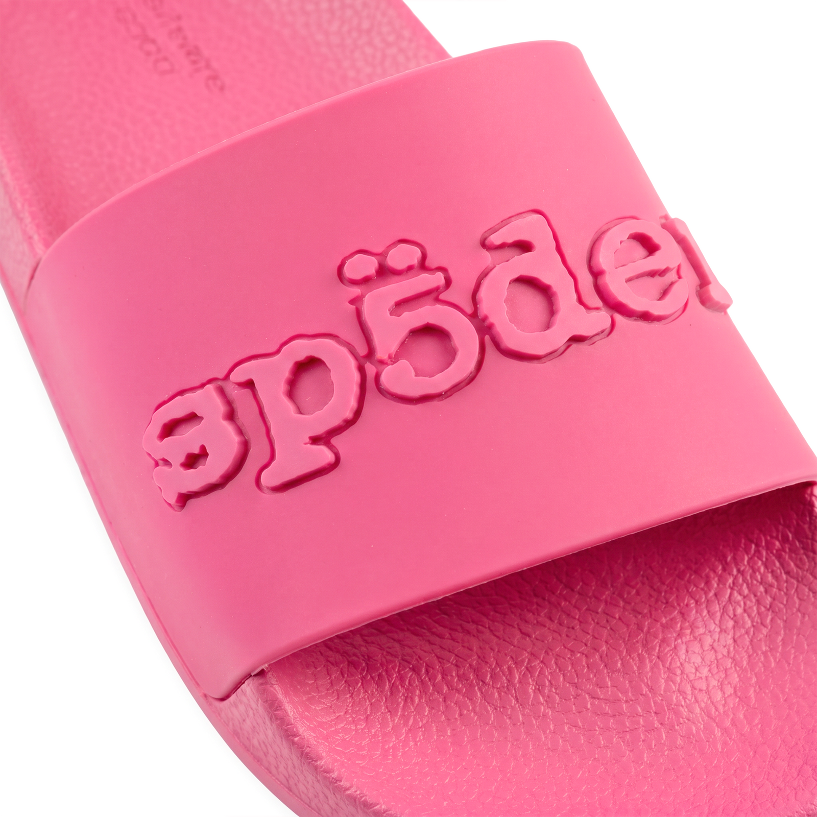 Diablo pink rubber slide with raised logo graphic design on vamp and molded footbed.