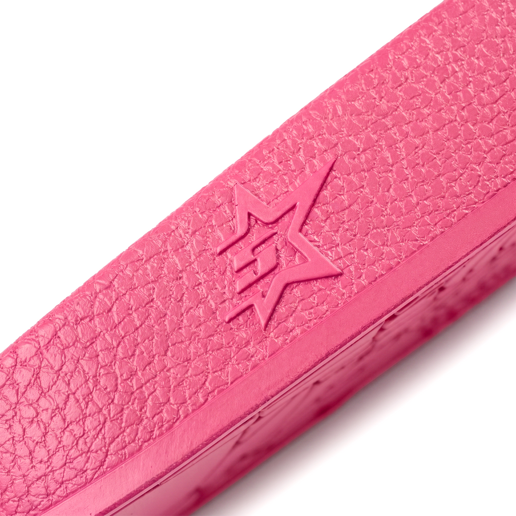 Diablo pink rubber slide with embossed logo and textured vamp.