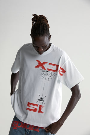 WHITE 5EX HW TEE ON MODEL