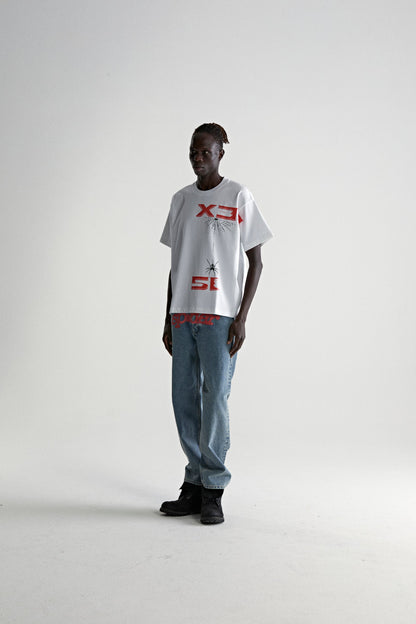 WHITE 5EX HW TEE ON MODEL