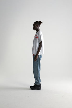 WHITE 5EX HW TEE ON MODEL