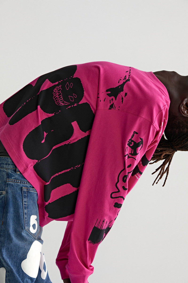 PINK X-RAY LS TEE ON MODEL