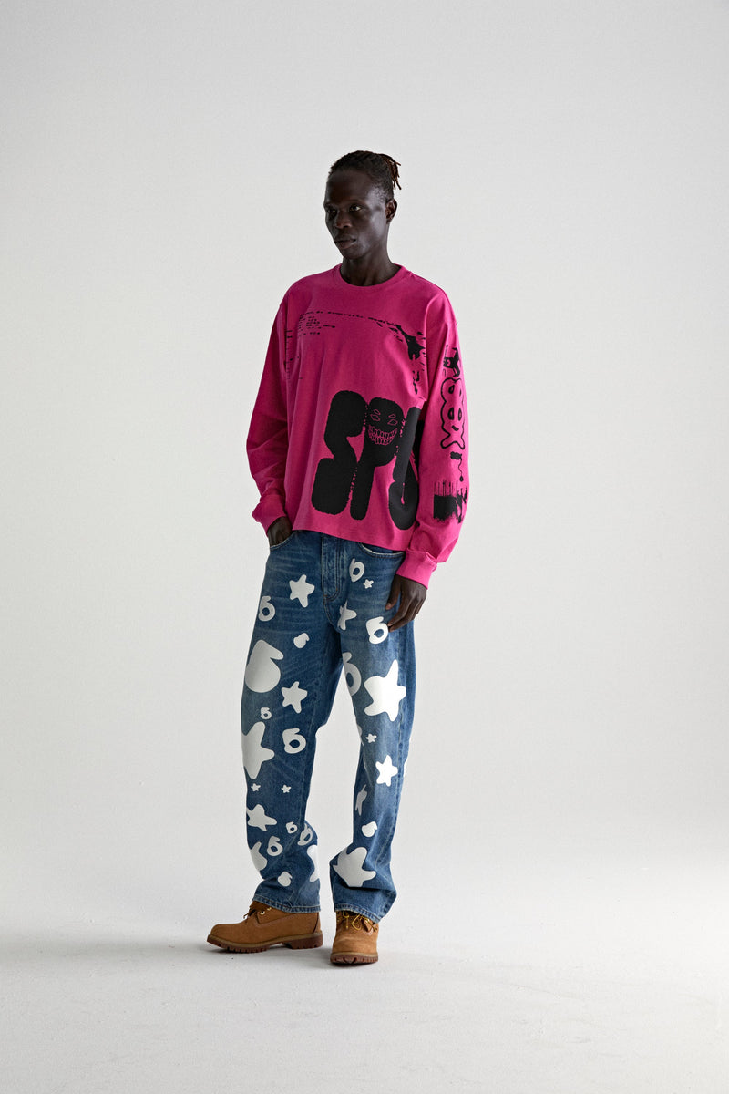 PINK X-RAY LS TEE ON MODEL