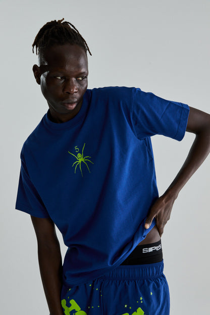 BLUE TM TEE ON MODEL