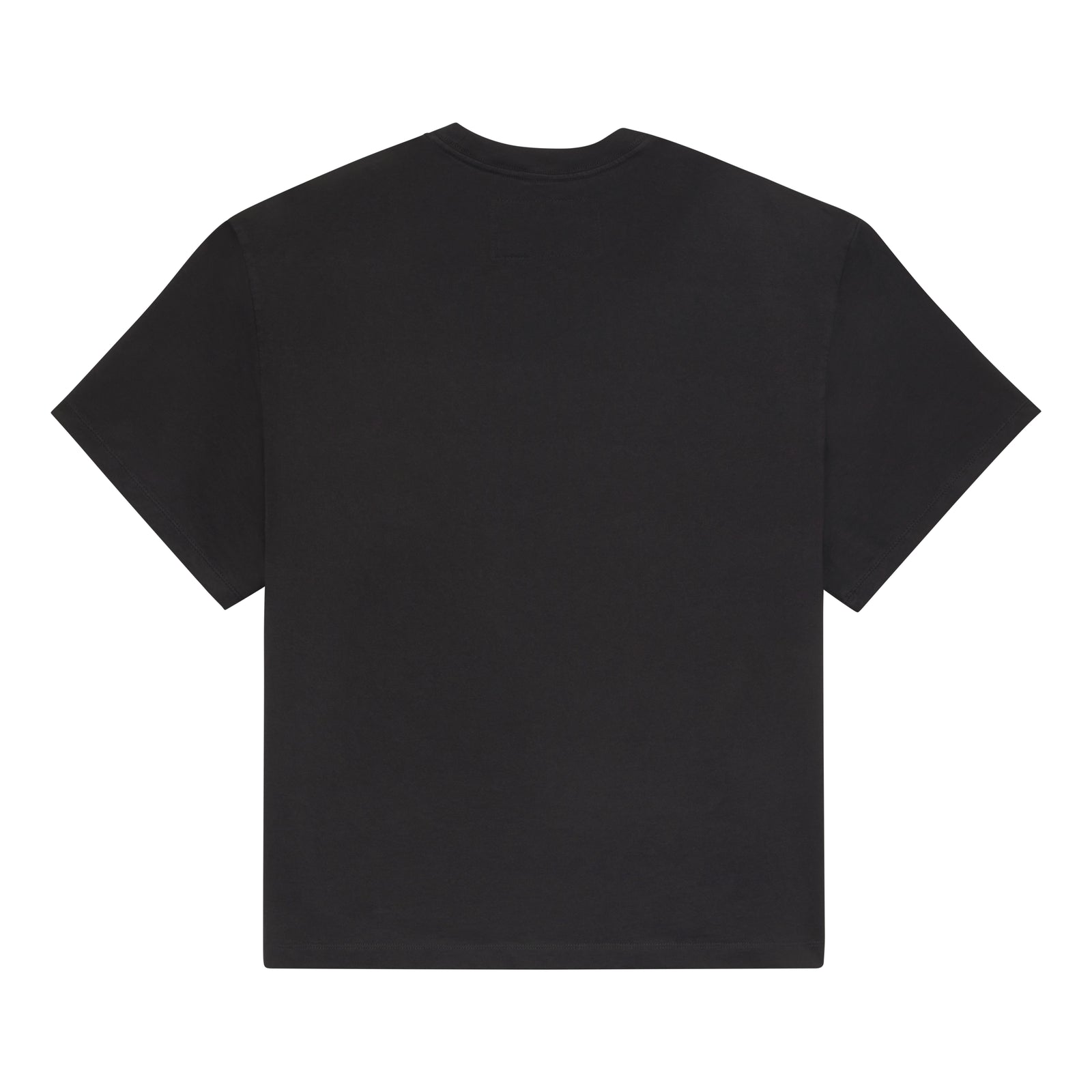 Black 100% cotton standard fit tee with a blank back.