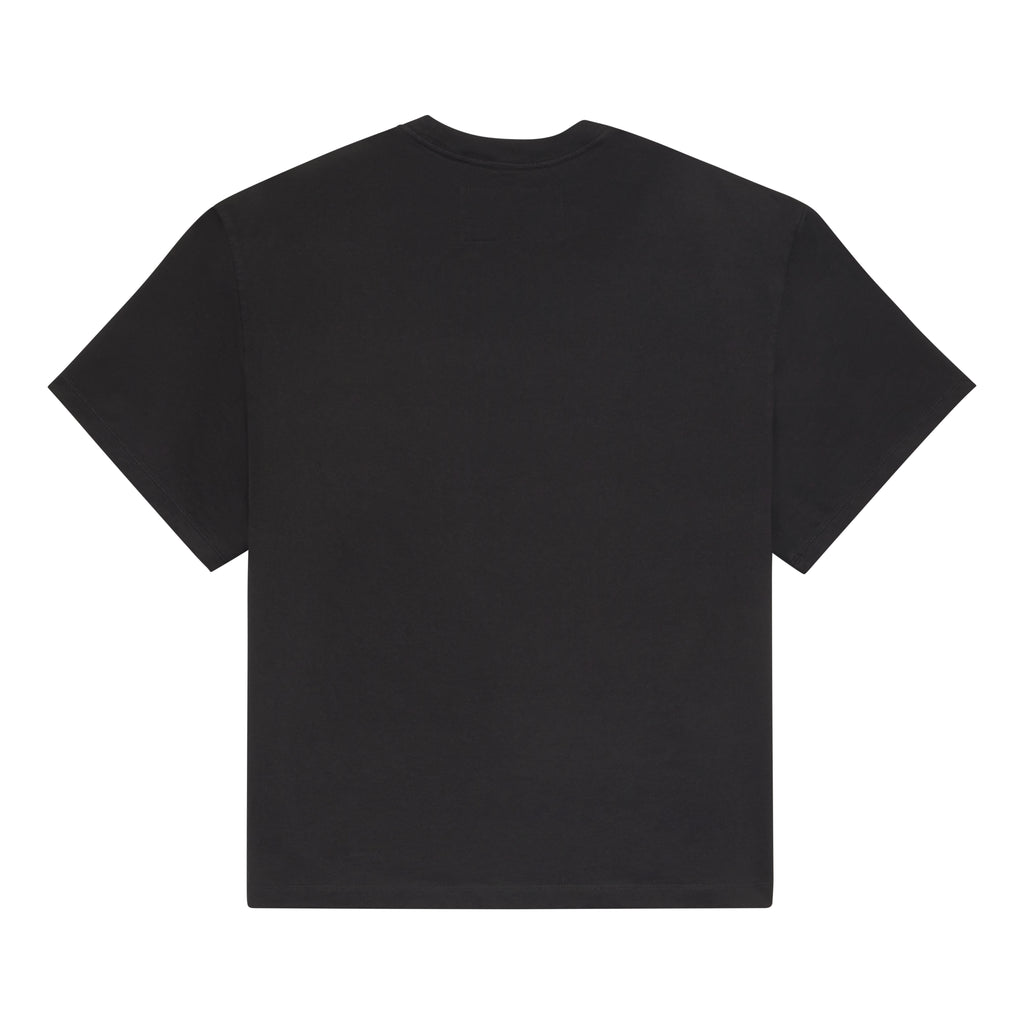Black 100% cotton standard fit tee with a blank back.