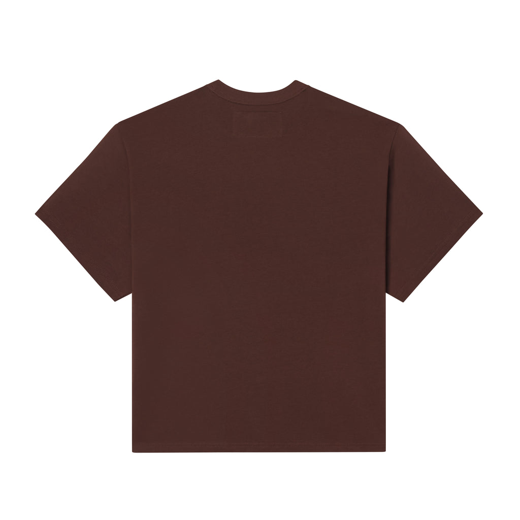 Standard fit dark brown 100% cotton t-shirt with a clean back design.