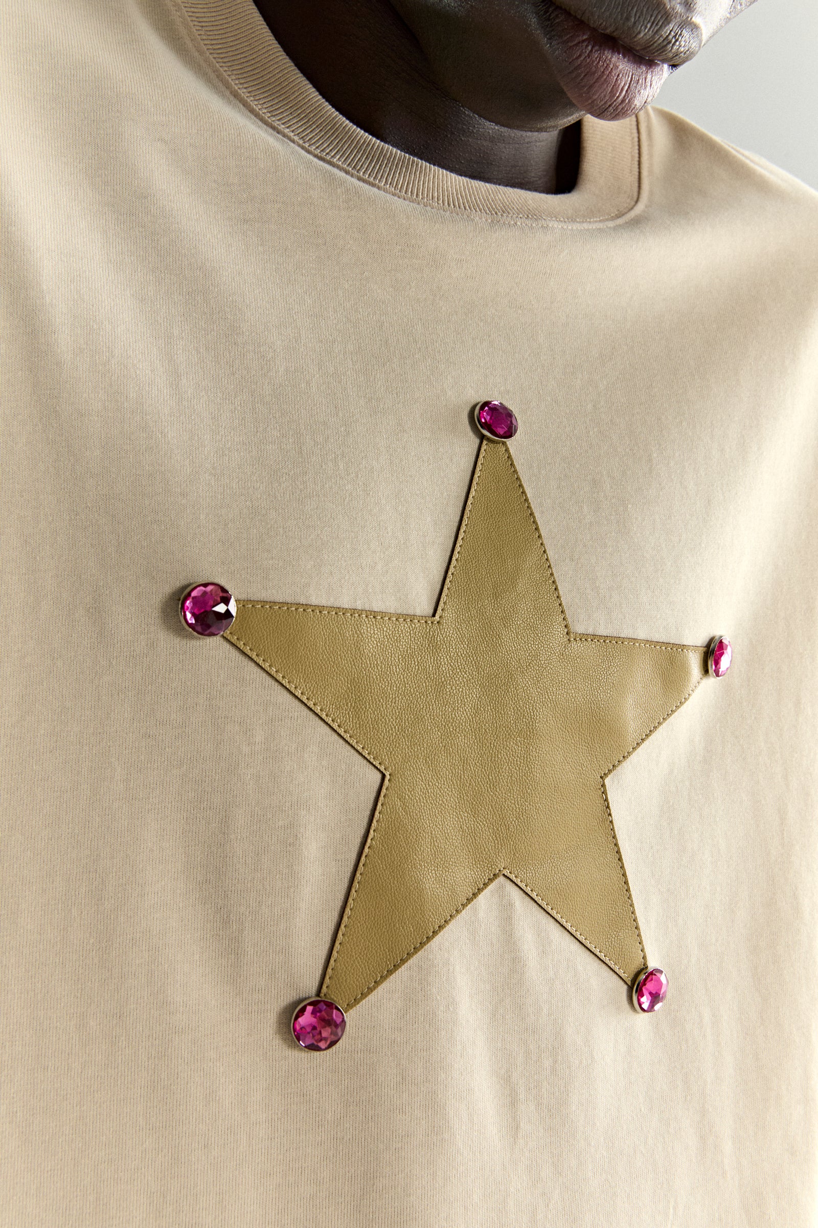 CREAM PORNSTAR LONGSLEEVE TEE ON MODEL