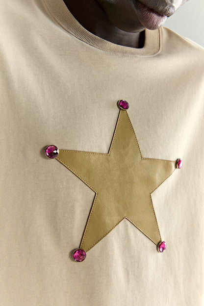 CREAM PORNSTAR LONGSLEEVE TEE ON MODEL