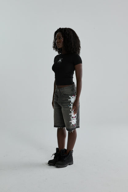 BLACK TM BABY TEE ON MODEL