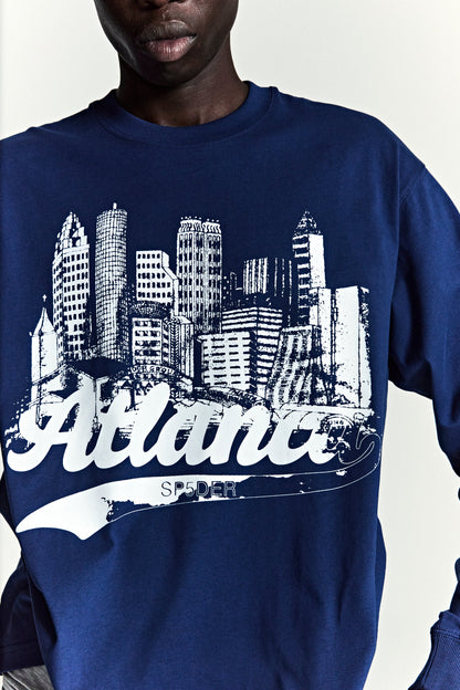 NAVY COPPER COVE LONGSLEEVE ON MODEL