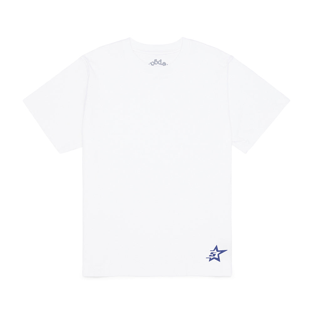 White 5STAR UTILITY TEE, 100% cotton, with a small blue 5STAR graphic on the corner hem.