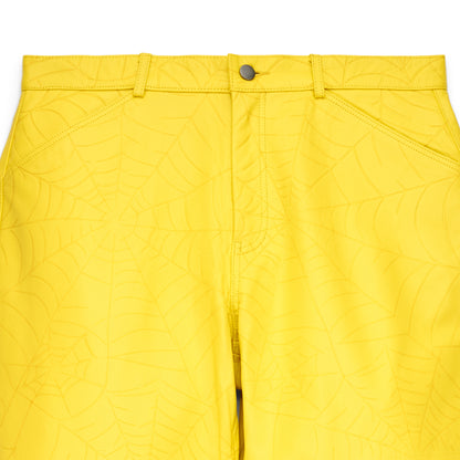 YELLOW DEBOSSED WEB LEATHER PANT