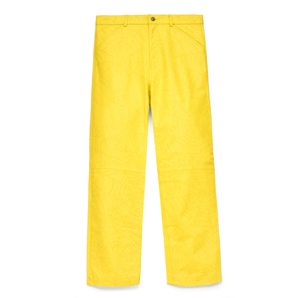 YELLOW DEBOSSED WEB LEATHER PANT