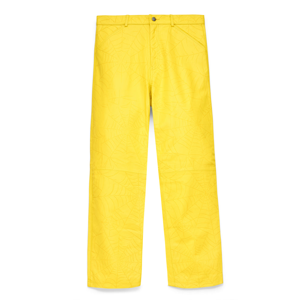 YELLOW DEBOSSED WEB LEATHER PANT