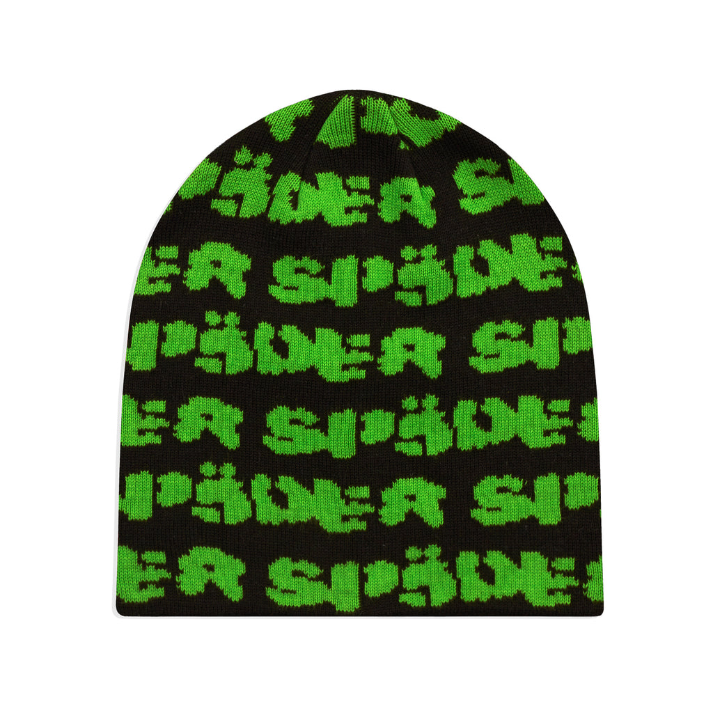 BLACK GREEN FUZZY LOGO SKULLY