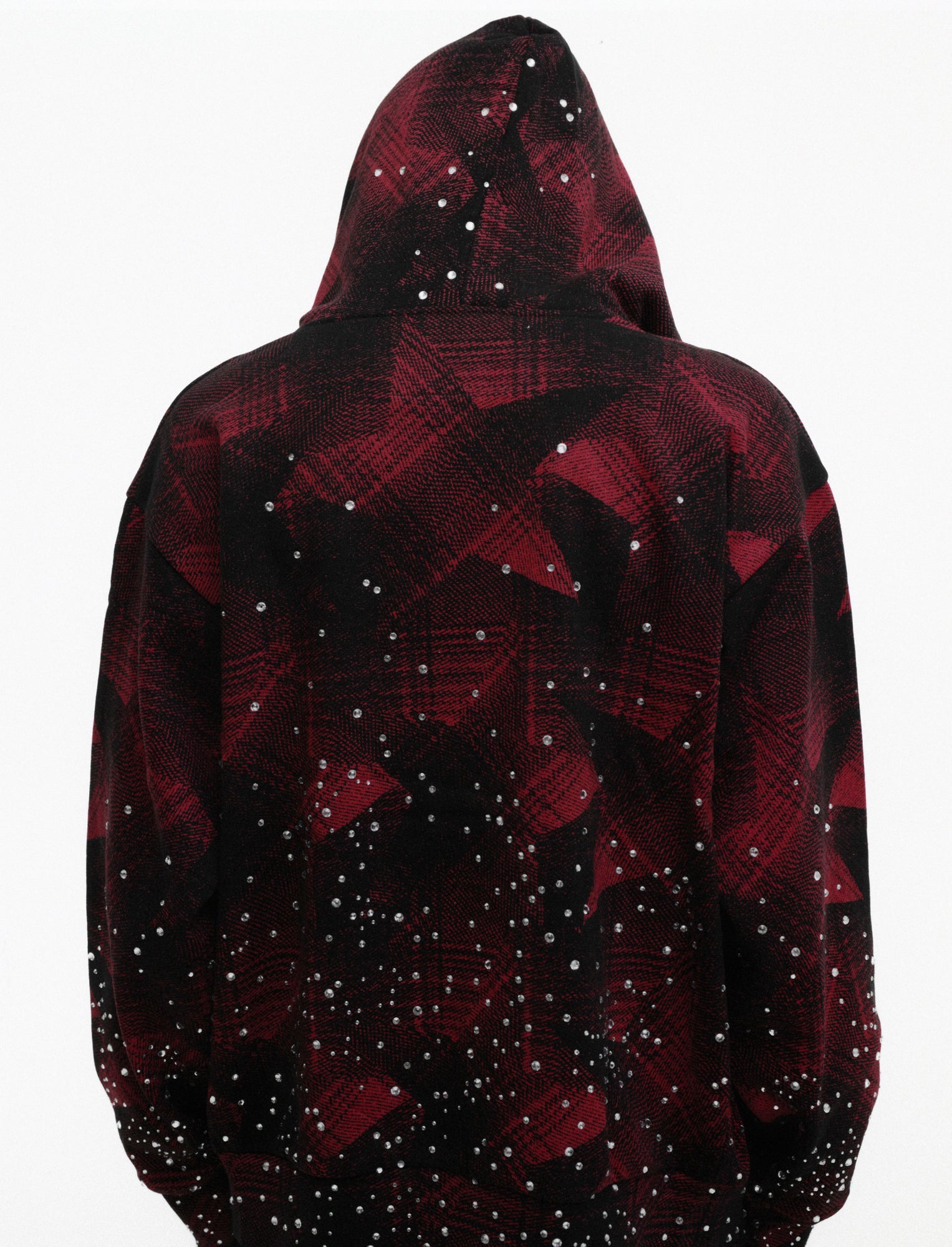 BLACK STAR PLAID FULL ZIP HOODIE ON MODEL