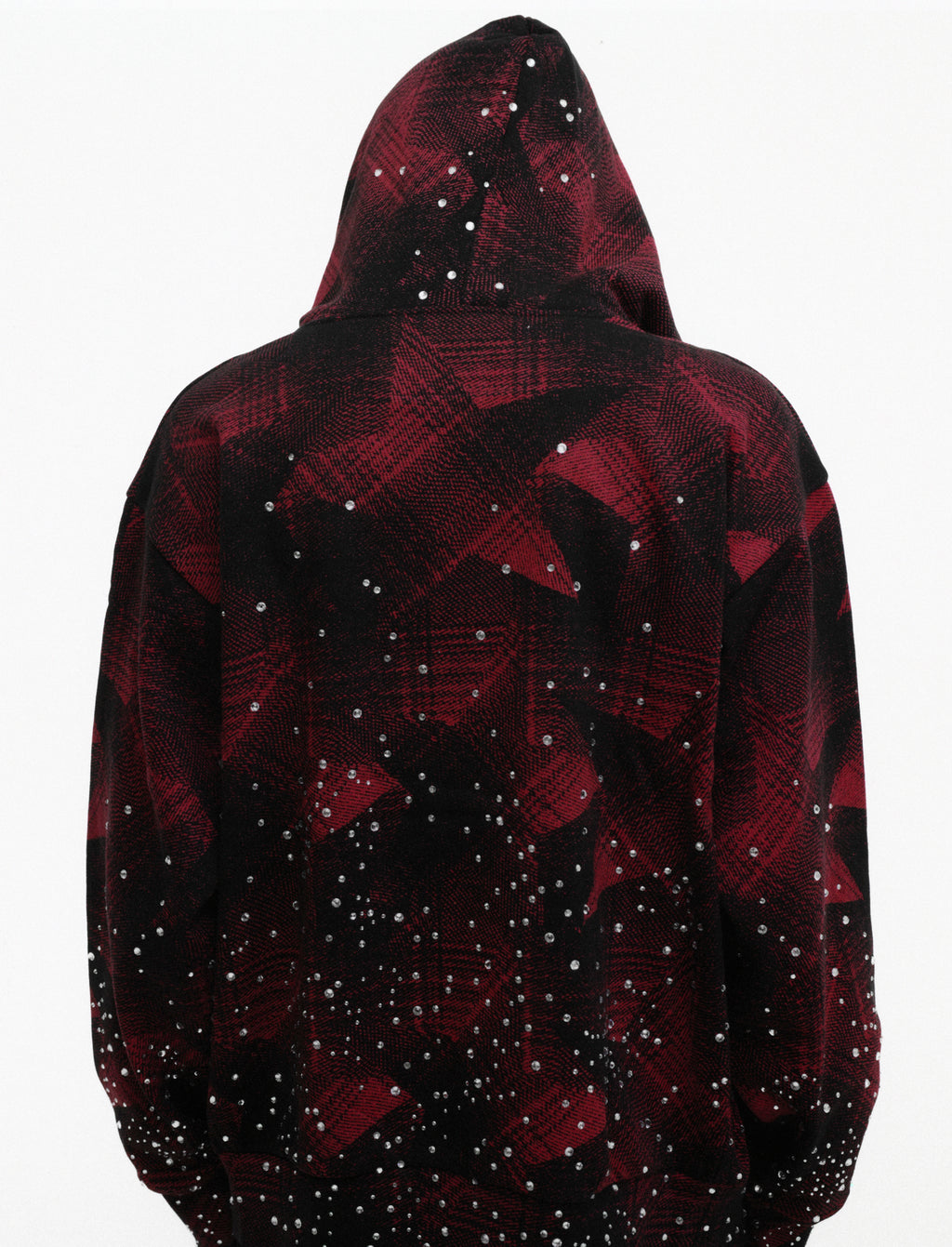 BLACK STAR PLAID FULL ZIP HOODIE ON MODEL