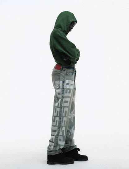 GREEN OG WEB STUDDED ZIP HOODIE ON MODEL