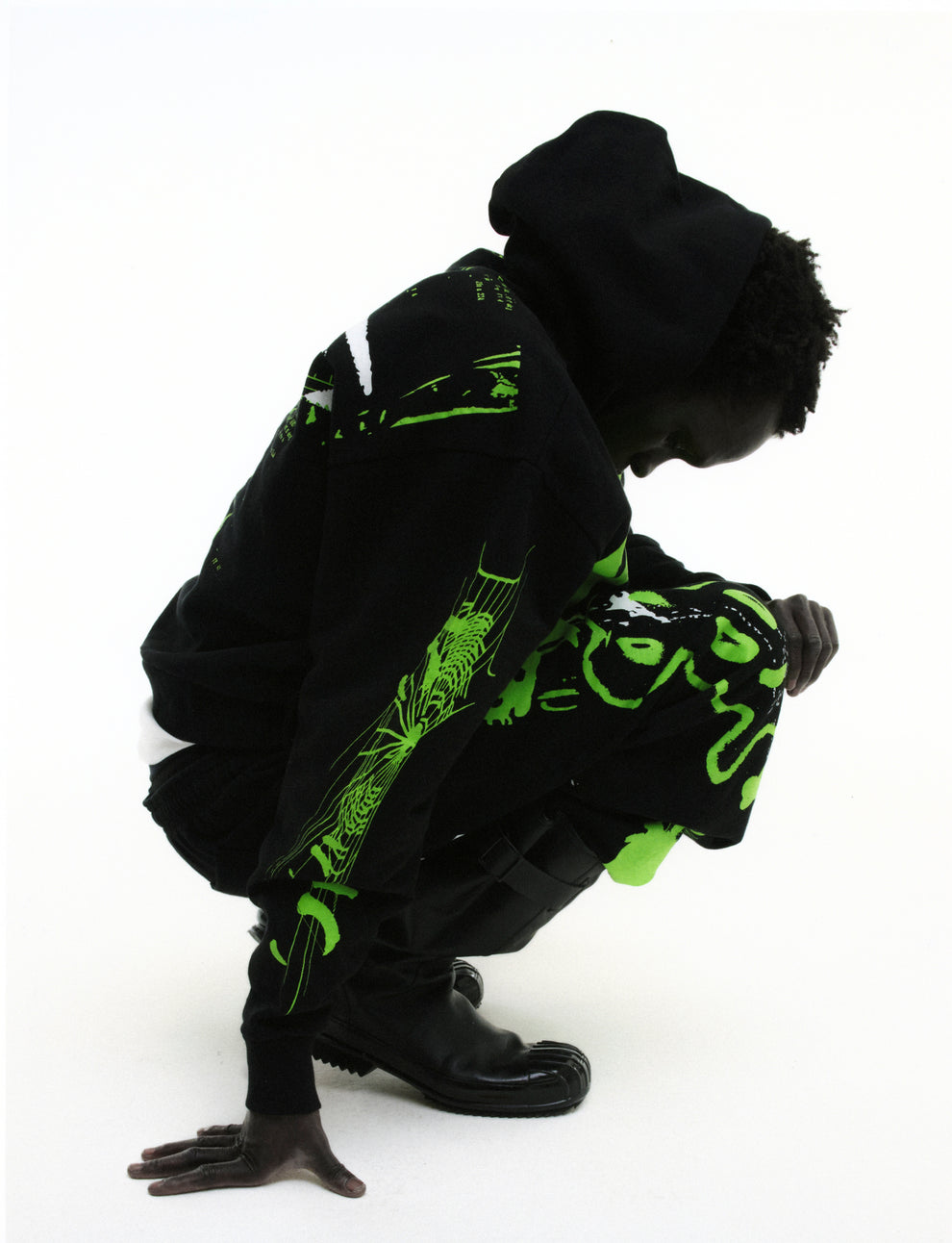 BLACK X-RAY HOODIE ON MODEL