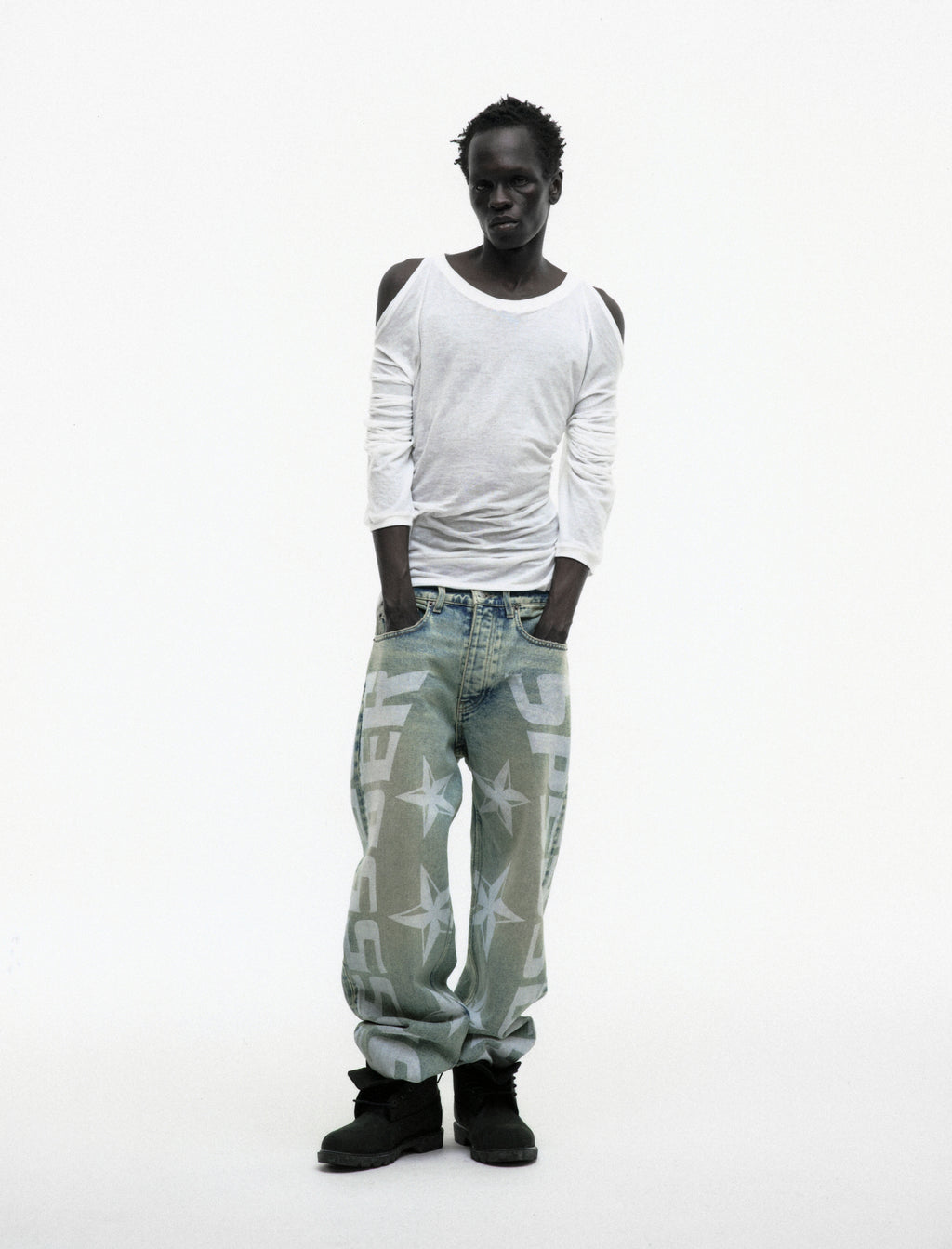BLUE MX555 DENIM ON MODEL