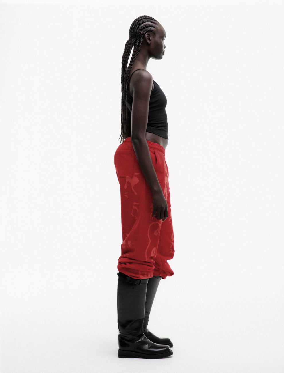 RED X-RAY SWEATPANT ON MODEL