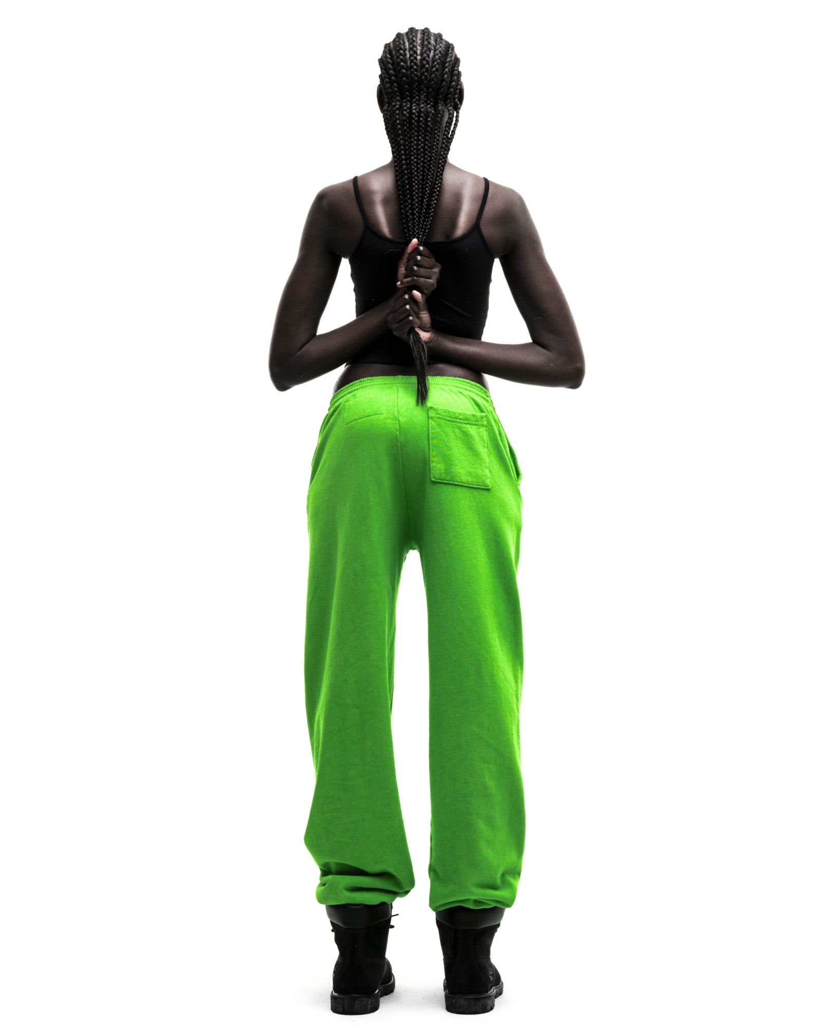 Green RHINESTONE PUNK V2 SWEATPANT, 100% cotton fleece, with puff print and rhinestones.