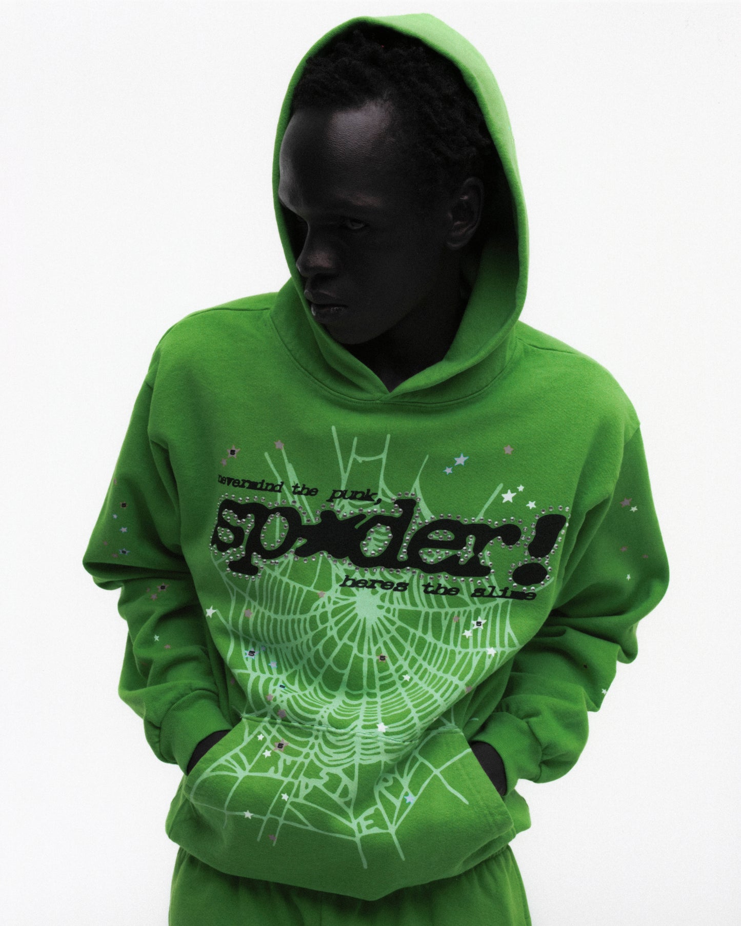 BGR PUNK V2 RHINESTONE HOODIE ON MODEL