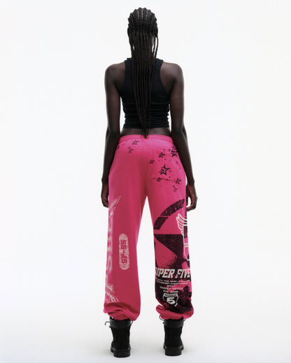 PINK STENCIL SWEATPANT ON MODEL