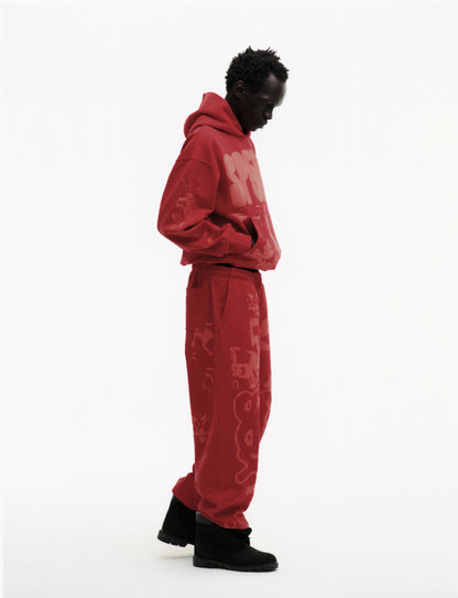 RED X-RAY SWEATPANT ON MODEL