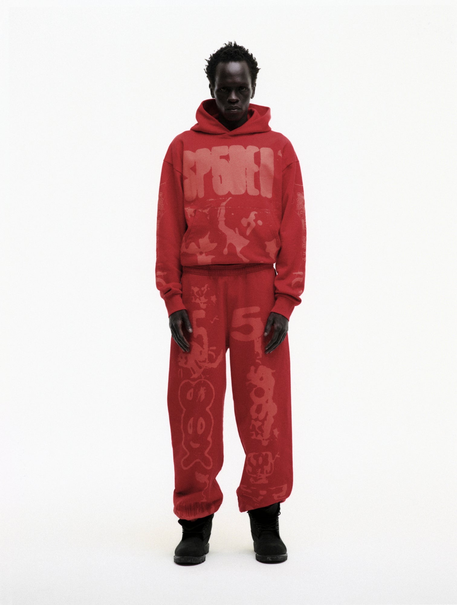 RED X-RAY SWEATPANT ON MODEL
