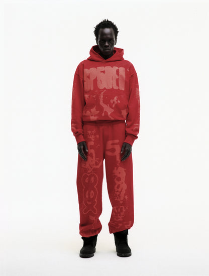 RED X-RAY SWEATPANT ON MODEL