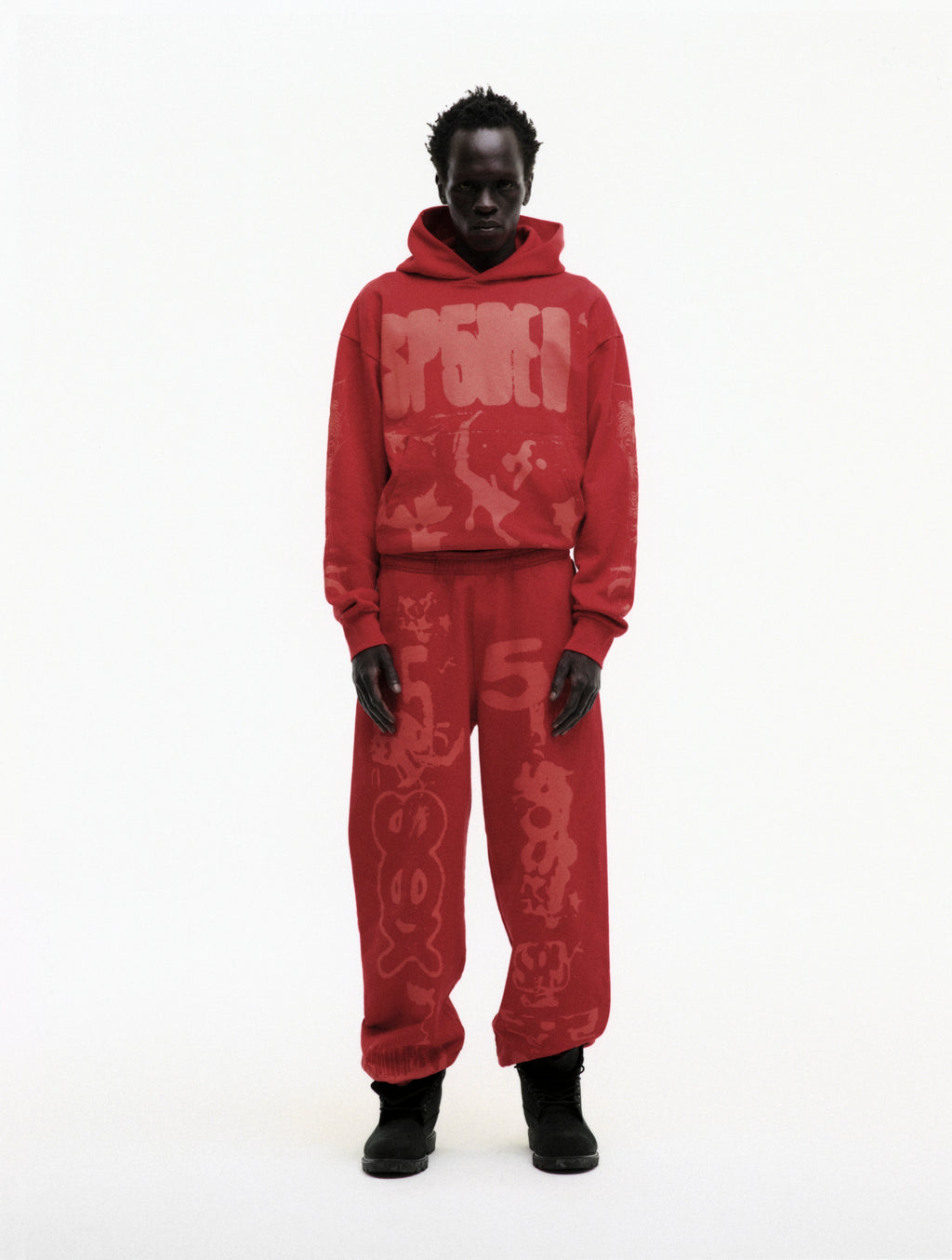 RED X-RAY HOODIE ON MODEL