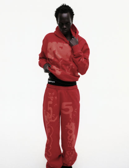RED X-RAY HOODIE ON MODEL