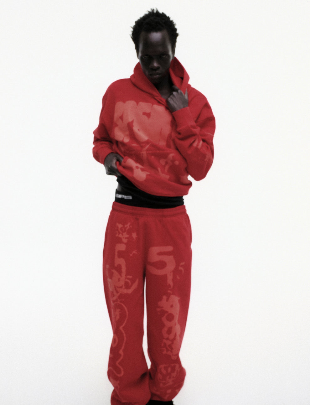 RED X-RAY HOODIE ON MODEL