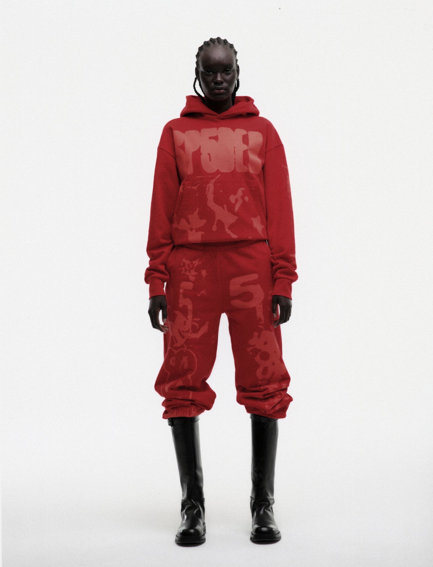 RED X-RAY HOODIE ON MODEL