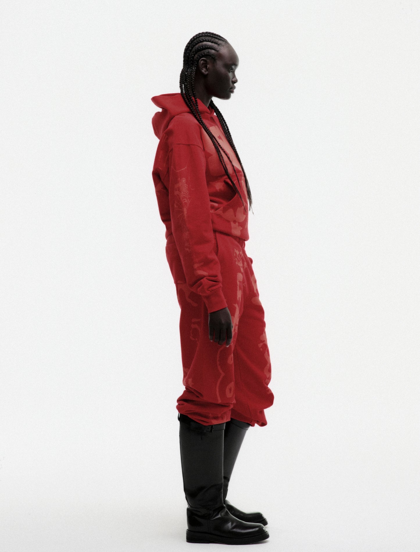 RED X-RAY HOODIE ON MODEL